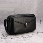 Men's Genuine Leather Handbag - Large Capacity Luxury Brown Cowhide Clutch with Golden-Tone Hardware, Top Handle & Zipper Closure, Spacious Interior for Business, Travel, Everyday Use - Durable & Stylish Men's Wallet & Organizer Bag