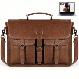 Messenger Bag For Men 15.6 Inch Vintage Laptop Briefcase Large Laptop Bag Satchel Bag Computer Shoulder Bag For Office Work Travel College, Brown