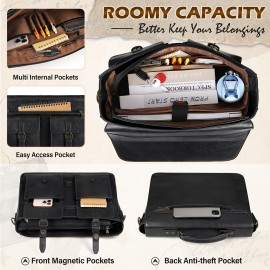 Messenger Bag For Men 15.6 Inch Vintage Laptop Briefcase Large Laptop Bag Satchel Bag Computer Shoulder Bag For Office Work Travel College, Brown