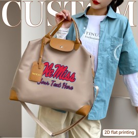 Backpack, a Fashionable Large Capacity Handbag Tote with @0756@Ole Miss Logo Pattern and Customizable Text Below the Design, Featuring Detachable Shoulder Straps for Versatile Use 2D Flat Printing ---bao034TuAnDz, 2D Flat