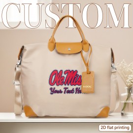 Backpack, a Fashionable Large Capacity Handbag Tote with @0756@Ole Miss Logo Pattern and Customizable Text Below the Design, Featuring Detachable Shoulder Straps for Versatile Use 2D Flat Printing ---bao034TuAnDz, 2D Flat