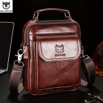 [Durable Leather Bag] Bull Captain Men's Large Capacity Shoulder Bag | Brown Leather, Multi-Compartment, Adjustable Strap, Durable and Stylish for Everyday Use