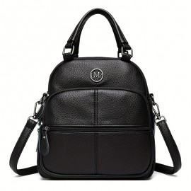 Vintage Solid Color Multi-Pocket Handbag - Large Capacity Double Handbag for Daily Commute & Travel - Adjustable Strap, Zipper Closure - Ideal for Men & Women - Perfect Valentine'S Day Gift - Multiple Colors Available, Versatile Handbag | Vintage Style Bag | Adjustable Strap Ba