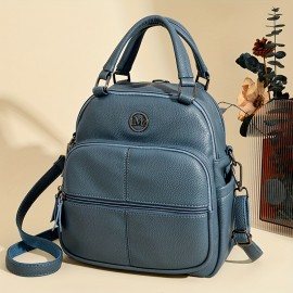 Vintage Solid Color Multi-Pocket Handbag - Large Capacity Double Handbag for Daily Commute & Travel - Adjustable Strap, Zipper Closure - Ideal for Men & Women - Perfect Valentine'S Day Gift - Multiple Colors Available, Versatile Handbag | Vintage Style Bag | Adjustable Strap Ba