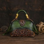 Women'S Vintage Floral-engraved Synthetic Handbag - Elegant Crossbody/Shoulder Bag with Detachable Strap, Magnetic Closure & Golden-Tone Hardware, /Grey/Green/, Polyester - Versatile Everyday & Special Occasion Purse