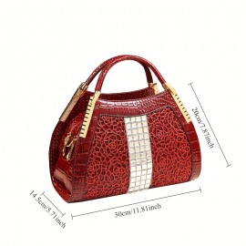 Elegant Handbag with Embossed Design, a Stylish Party Bag for Summer And Autumn 2024, Versatile Handbag for Moms, Perfect for Shoulder Carrying.