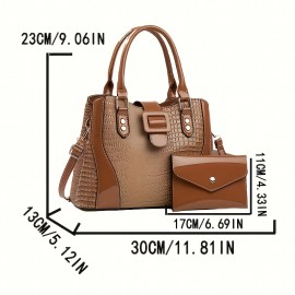 Women's Luxury Top-Grain Leather Purse - Elegant Convertible Crossbody/Handbag with Golden-Tone Hardware, Sophisticated Black Shoulder Bag for Business, Formal Events, Birthday Mother's Day Gift for Women, Wife, Grandma - Durable Everyday & Special Occasion Designer Bag, Ladies Handbags, Crocodile Texture, Stylish Clutch, Highquality Stitching, Professional Women