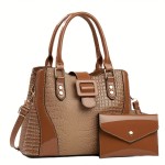 Women's Luxury Top-Grain Leather Purse - Elegant Convertible Crossbody/Handbag with Golden-Tone Hardware, Sophisticated Black Shoulder Bag for Business, Formal Events, Birthday Mother's Day Gift for Women, Wife, Grandma - Durable Everyday & Special Occasion Designer Bag, Ladies Handbags, Crocodile Texture, Stylish Clutch, Highquality Stitching, Professional Women