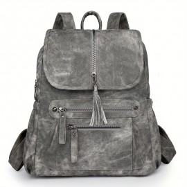 [Vintage Bag] Brown Faux Leather Vintage-Inspired Women's Shoulder Bag with Adjustable Strap | Multiple Pockets, Zipper Closure, Casual Style, Durable Zippers