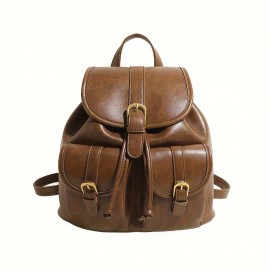 Vintage College-Style Women'S Backpack with Large Capacity, Fashionable And Versatile, Suitable for Casual Outings And Students' Books.