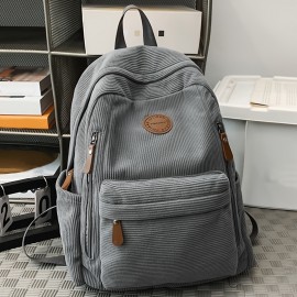 New Women'S Fashion Corduroy Backpack with Simple Color Block Design, Modern Trendy Double Shoulder Bag, Soft Fabric, Multi-Pocket Storage for Books, Notebooks, Phones, Wallets, Tablets, and Gifts, Perfect for Work, School, Shopping, Travel, and Camping, Casual Outings, Stylish and Functional for Everyday Use, Backpack for Women, Lightweight Backpack for Women, Backpack for High School, Convertible Backpack for Women, Backpack Handbags for Women, Backpack for Women High Quality