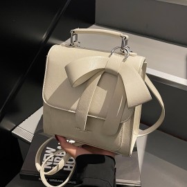 Women's Backpack with Bow-like design - Backpack, Metallic Hardware, Handbag/Bookbag for Women, Everyday & Formal Use - Available in Beige, Black, Coffee Brown, Gray, Pink - Durable & Easy-Clean, Backpack Purse, Travel Accessory, Elegant Handbag, Sturdy Hardware, Functional Bag, Professional Women