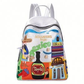 Mexican Niche Double-Shoulder Bag for Women New Fashion Color Block Large Capacity Travel Backpack Trendy Ladies' Handbag