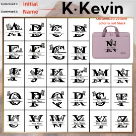 Personalized 180° Open-Close Durable Laptop Briefcase, Oxford Fabric Material, 14/15 Inch Computer Bag with Custom Butterfly Letter Design - Ideal Gift for School, Office, or Valentine'S Day - Black, Light Purple, Green, Gray, Dark Gray, Blue