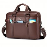 [Work Carryall, Sleek Handbag] Genuine Leather Men's Briefcase - Adjustable Strap, Multiple Compartments | Large Capacity Business & Travel Bag | Dark Brown, Perfect Gift for Father's Day, Graduation, Valentine's Day