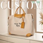 Customizable Chalk-Style Text Beige Tote Bag - Detachable Shoulder Strap, Spacious Travel & Vacation Handbag, Hand Washable Durable Design for Casual Outings