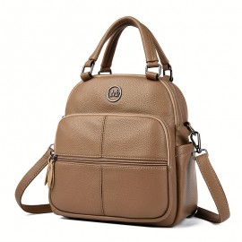 Vintage Solid Color Multi-Pocket Handbag - Large Capacity Double Handbag for Daily Commute & Travel - Adjustable Strap, Zipper Closure - Ideal for Men & Women - Perfect Valentine'S Day Gift - Multiple Colors Available, Versatile Handbag | Vintage Style Bag | Adjustable Strap Ba