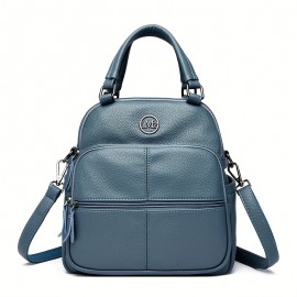 Vintage Solid Color Multi-Pocket Handbag - Large Capacity Double Handbag for Daily Commute & Travel - Adjustable Strap, Zipper Closure - Ideal for Men & Women - Perfect Valentine'S Day Gift - Multiple Colors Available, Versatile Handbag | Vintage Style Bag | Adjustable Strap Ba